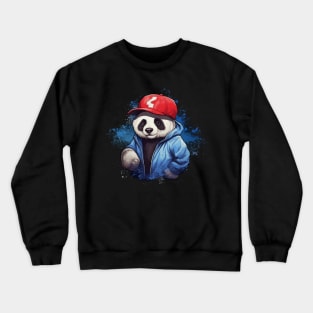 Cute panda wearing baseball cap Crewneck Sweatshirt